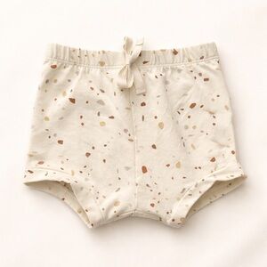Jax&Lennon Terrazzo Print Shorties - Cream with Brown, Mustard, & Grey Speckles